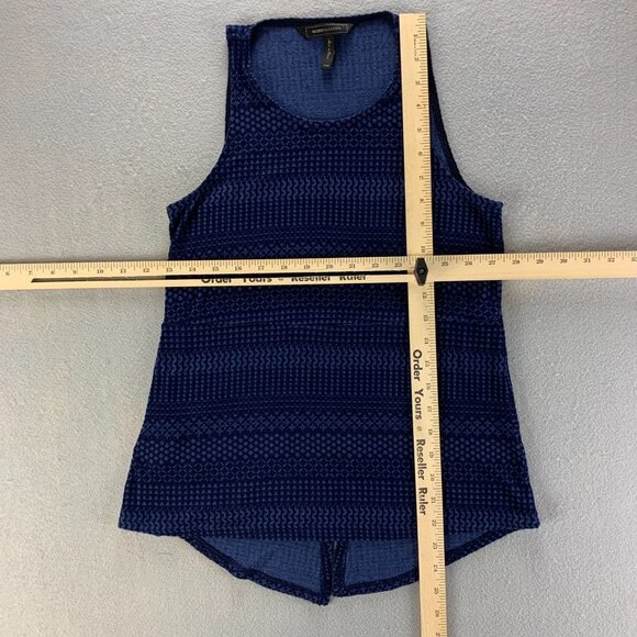 BCBG Maxazria Shirt Womens XXS Blue Black Pullover Stretch Peplum‎ Jacquard - Picture 7 of 12